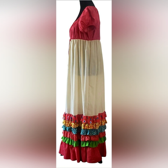 Vintage 70s Young Miss Morton Prairie Folk Peasant Cottage Grandma Maxi Dress - Picture 6 of 8